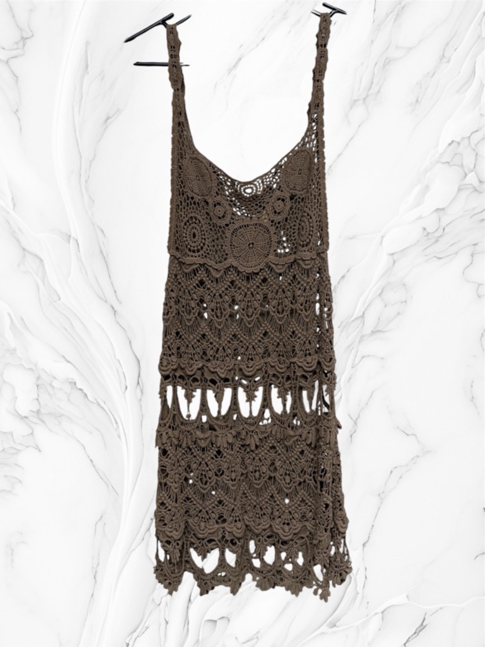 Crochet Tank Dress top in Brown large